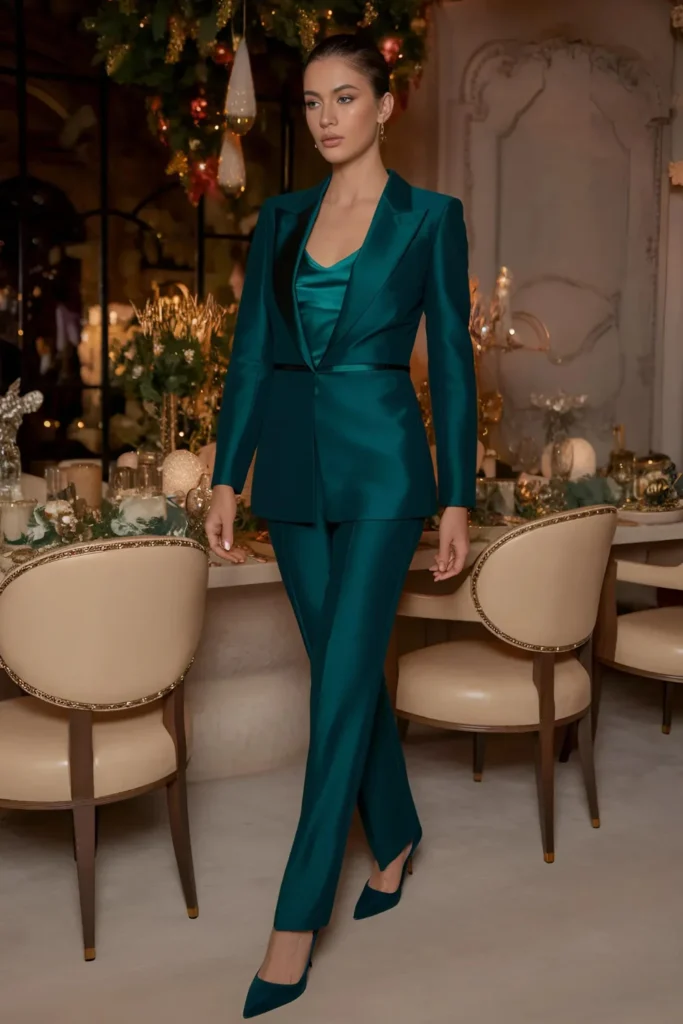 Christmas Green Tailored Suit Outfit