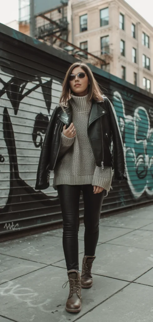 Leather New York Winter Outfit