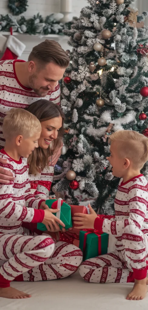 Matching Pajamas Outfit for Christmas Family Photo