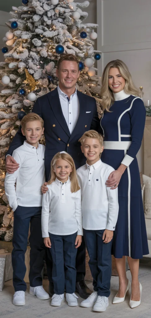 Navy and White Outfit for Christmas Family Photo