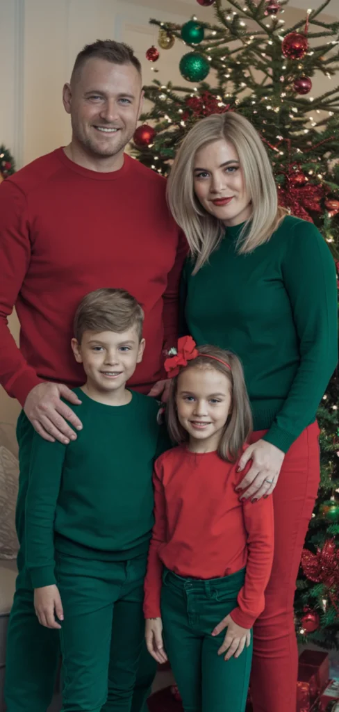 Traditional Red and Green Christmas Family Photo Outfit