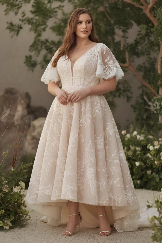 Plus Size Boho Forest Wedding Dress