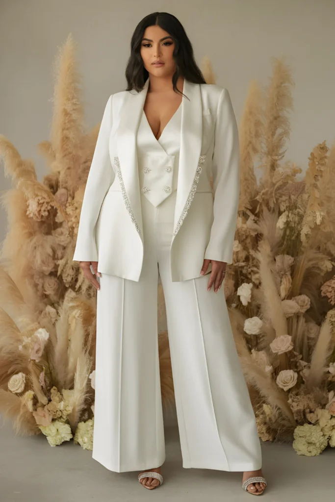 Plus Size City Hall Chic Suit Wedding Dress