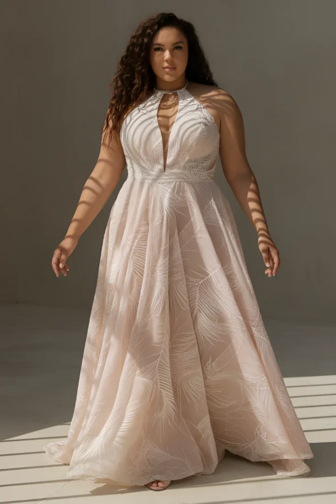 Plus Size Floating Chiffon Wedding Dress