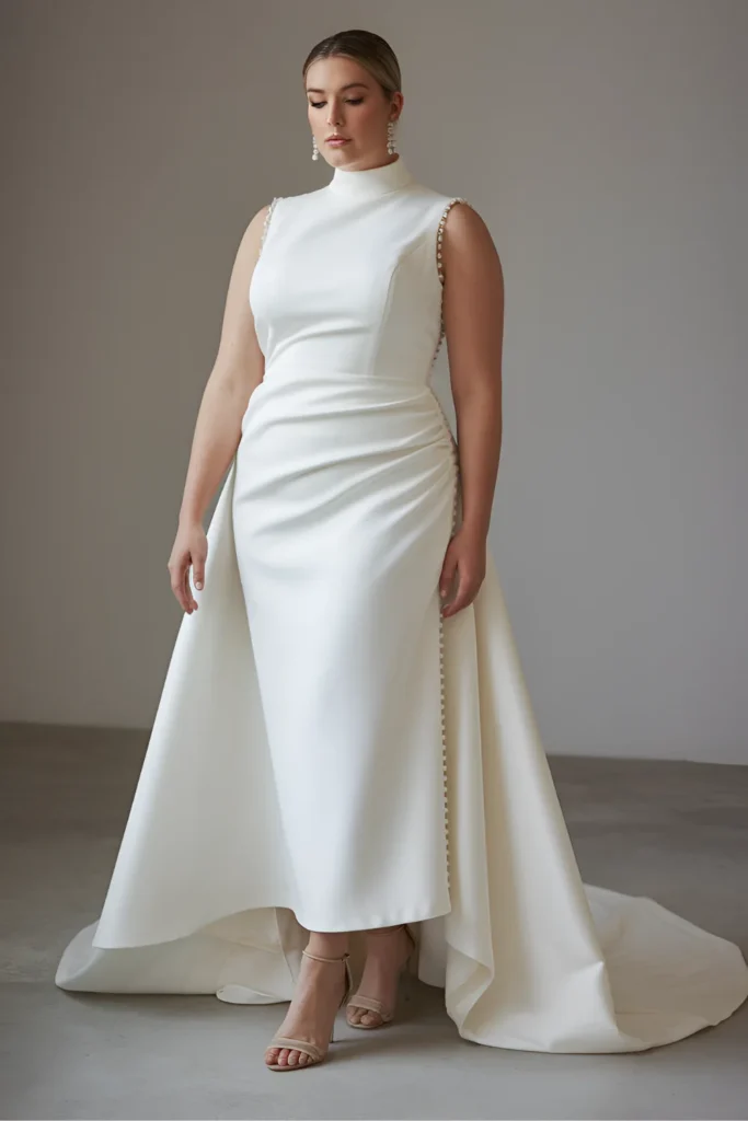 Plus Size Modern Minimalist Sheath Wedding Dress