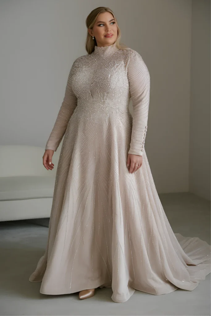 Plus Size Velvet Gown Wedding Dress