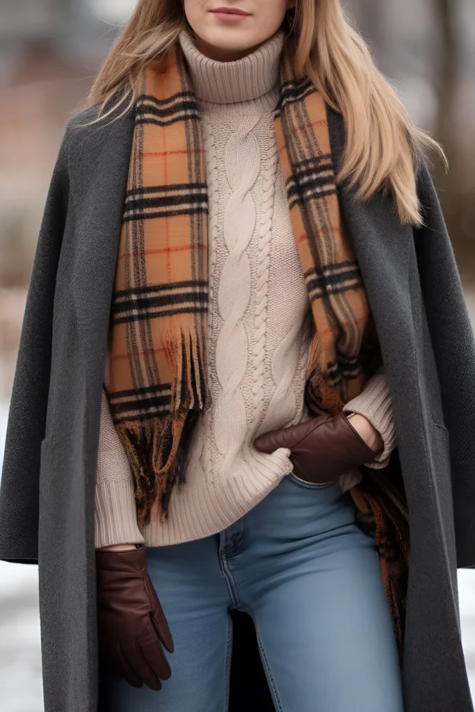 Stockholm Style Cable-knit Sweater Winter Outfits