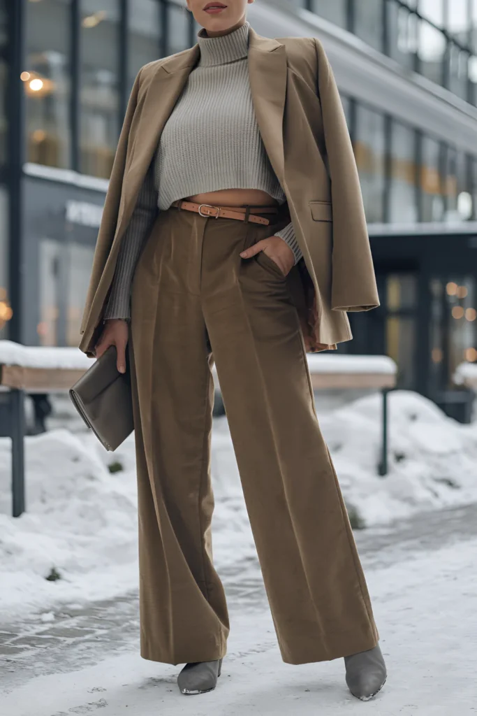 Stockholm Style Winter Wide-leg Trouser Outfit