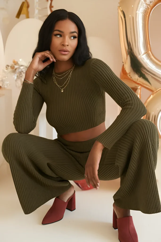 Winter Birthday Knit Set Outfit For Black Women