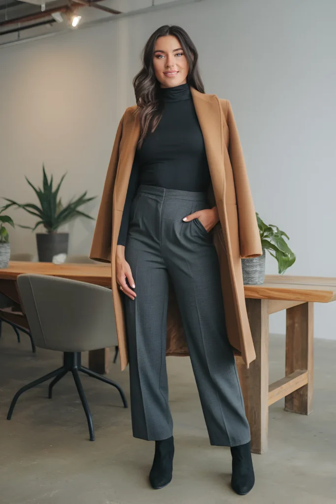 Winter Business Classic Turtleneck Casual Outfit