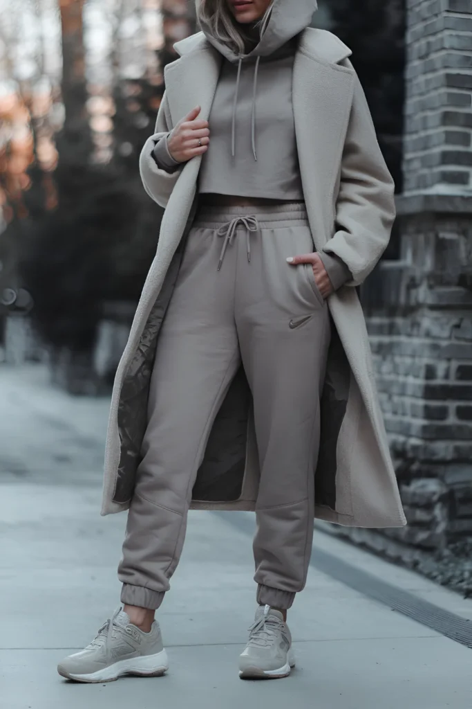 Winter Casual Joggers and Cropped Hoodie Outfit