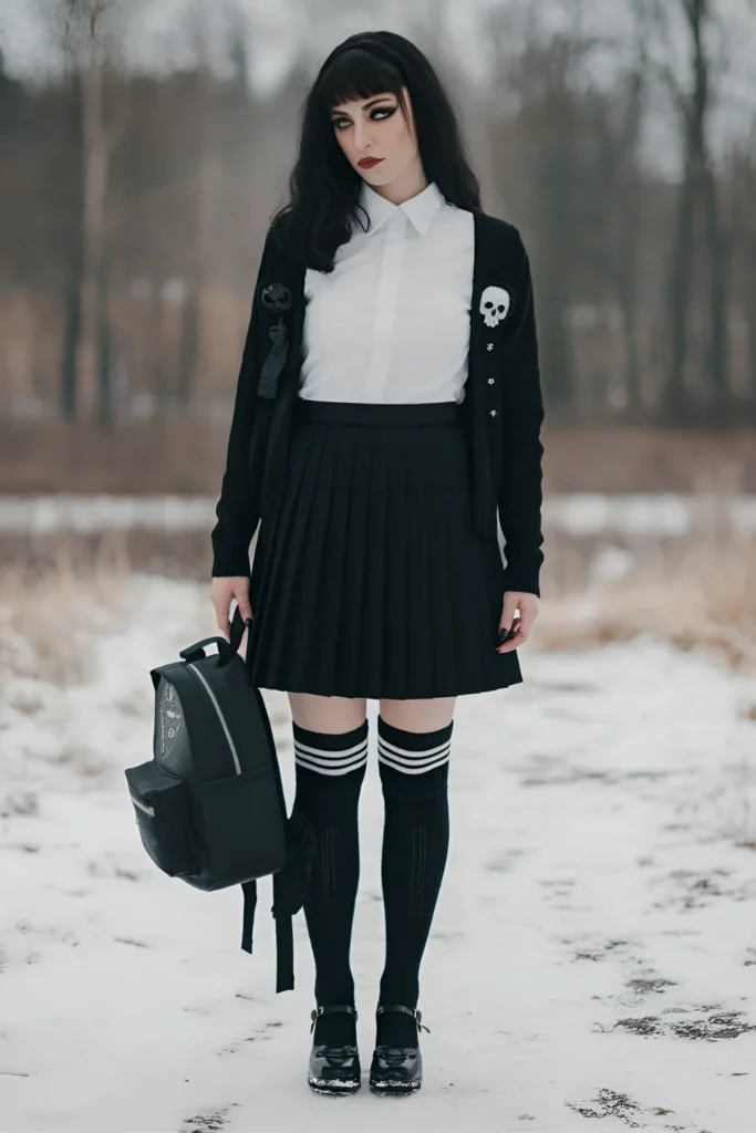 Winter Gothic Schoolgirl Outfit