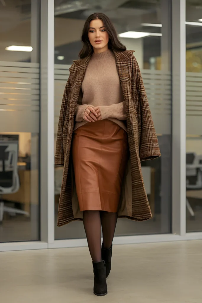 Winter Leather and Knits Business Casual Outfit