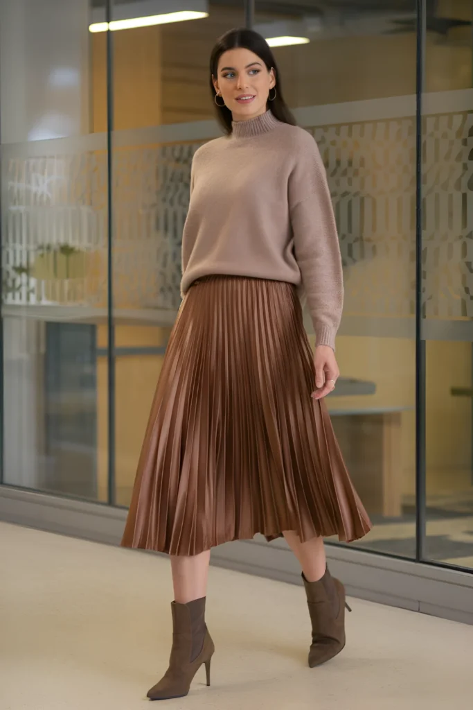 Winter Midi Skirt and Sweater Business Casual Outfit