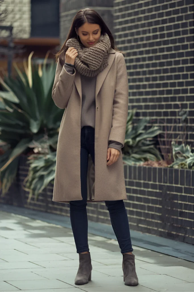 Winter mid-length wool Coat Outfit