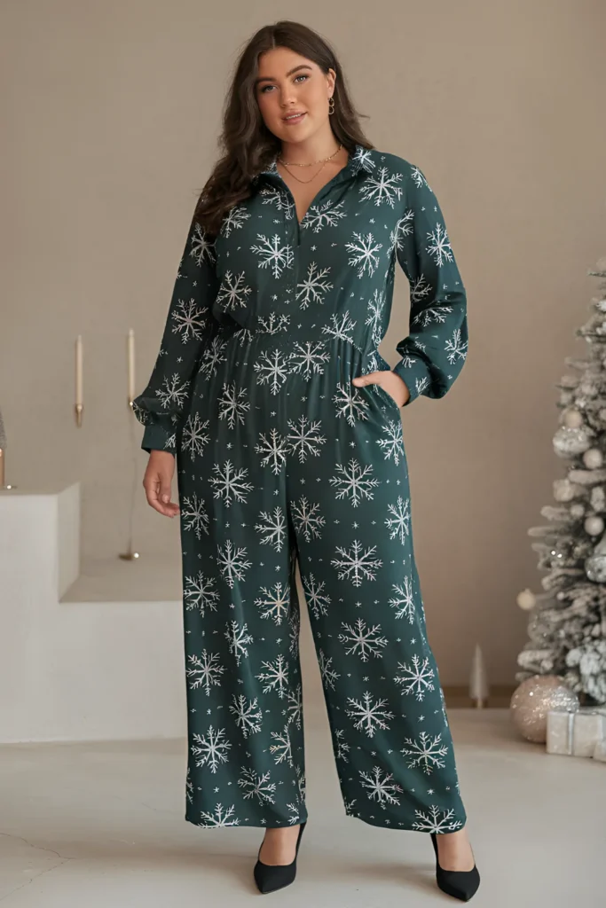 Plus Size Christmas Party Jumpsuit Outfit