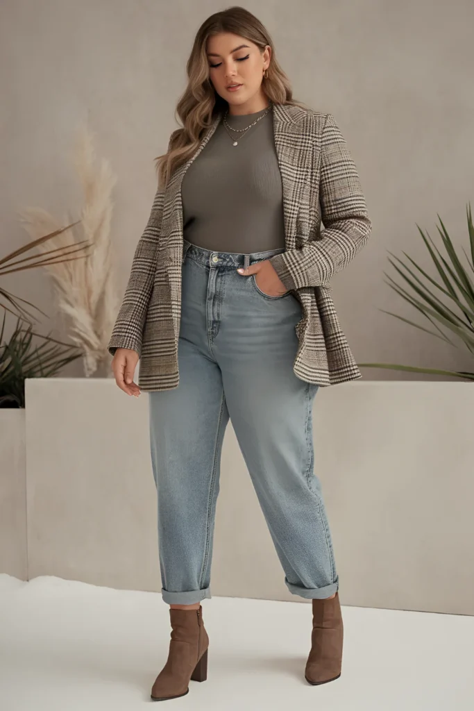 Winter Plus Size Mom Jeans And Fitted Sweater Baddie Outfit