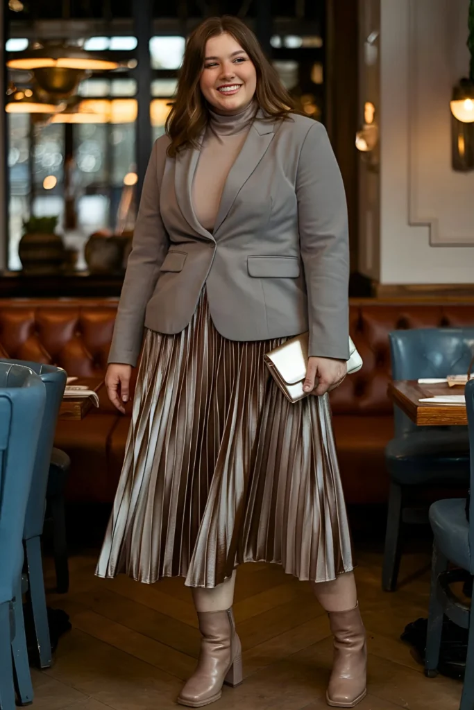 Classy Blazer with a Midi Skirt