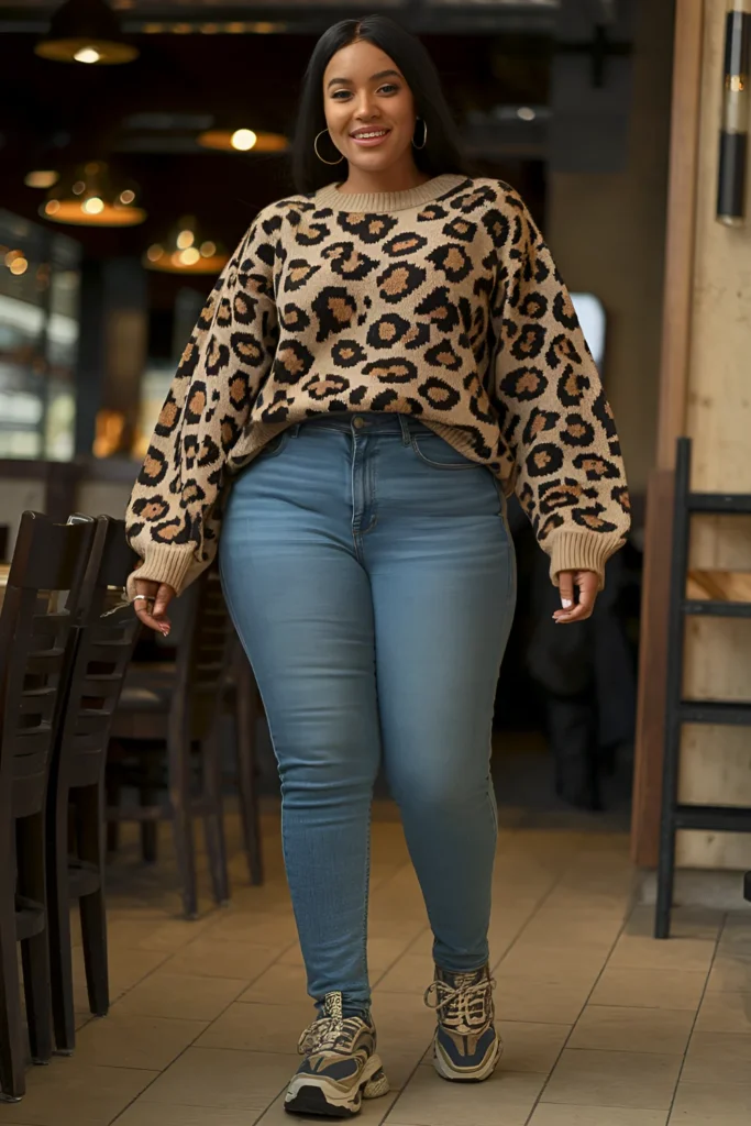 Jeans and a Leopard Print Sweater