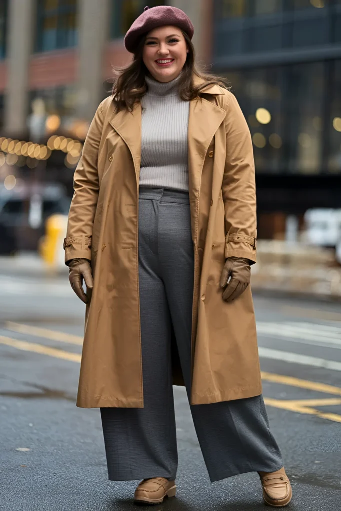 Plus Size New York Winter Trench Coat Outfit