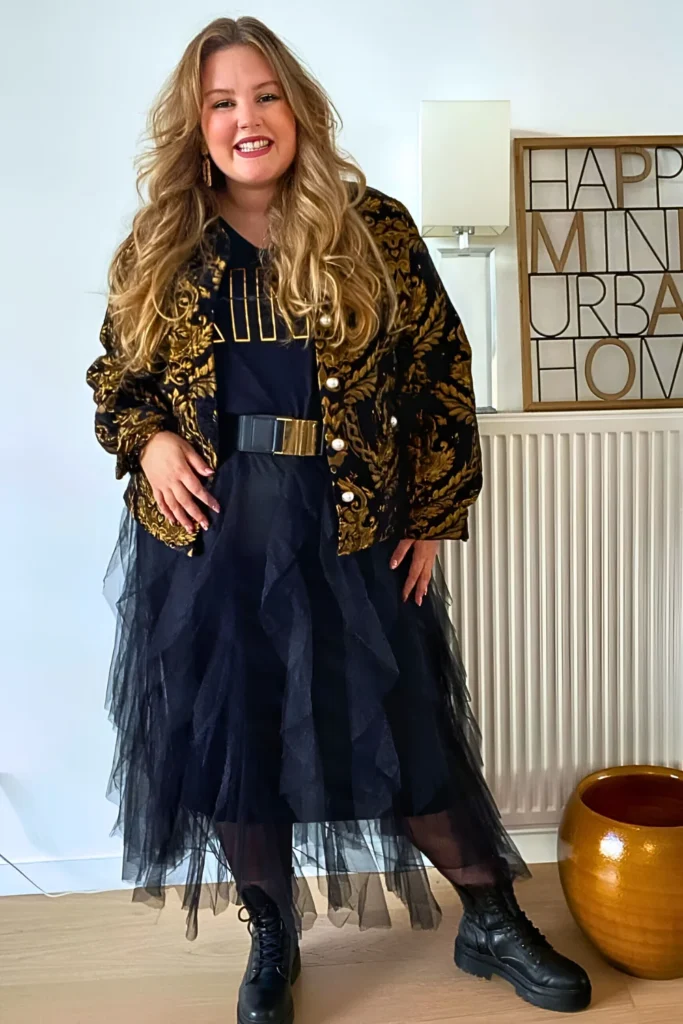 Black Tulle Skirt & Gold-and-black Baroque Jacket