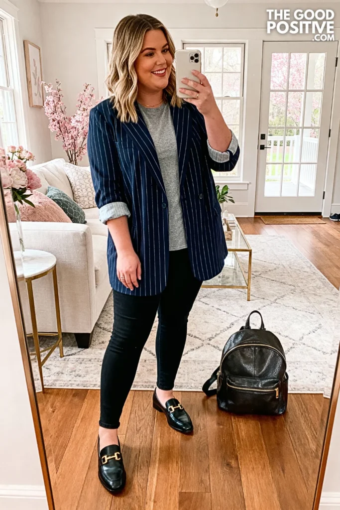Plus Size Oversized Blazer with Skinny Jeans Outfit