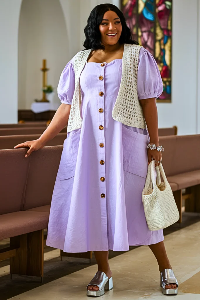 Plus Size Spring Church Lilac Garden Party Outfit