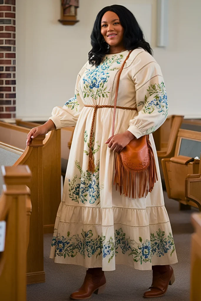 Plus Size Spring Church Modern Bohemian Prairie Outfit