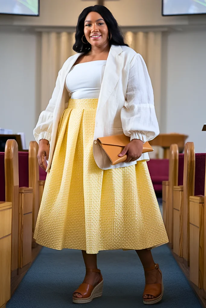 Plus Size Spring Church Sunshine Yellow Statement Outfit