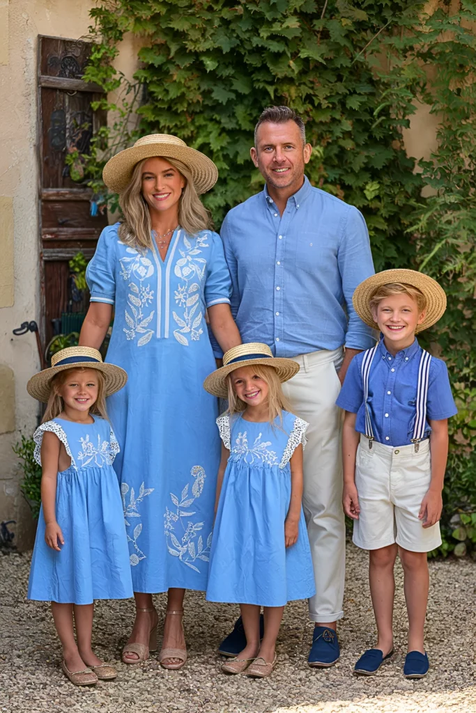 Spring Family Pictures French Blue & Ivory Provence Outfits