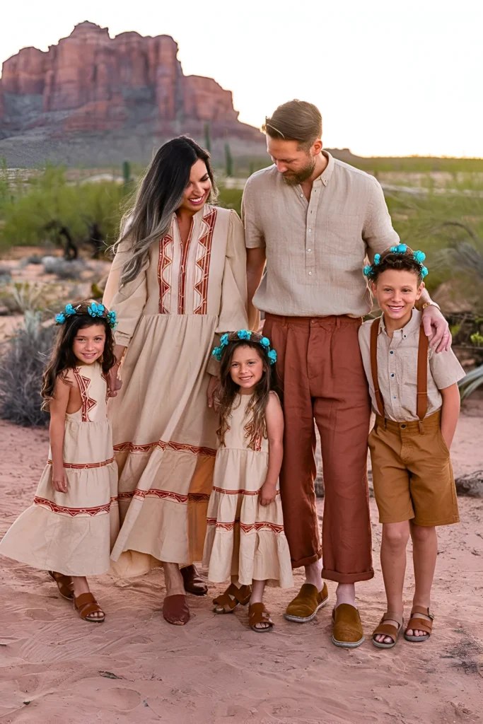 Spring Family Pictures Terracotta & Sand Desert Sunset Outfits