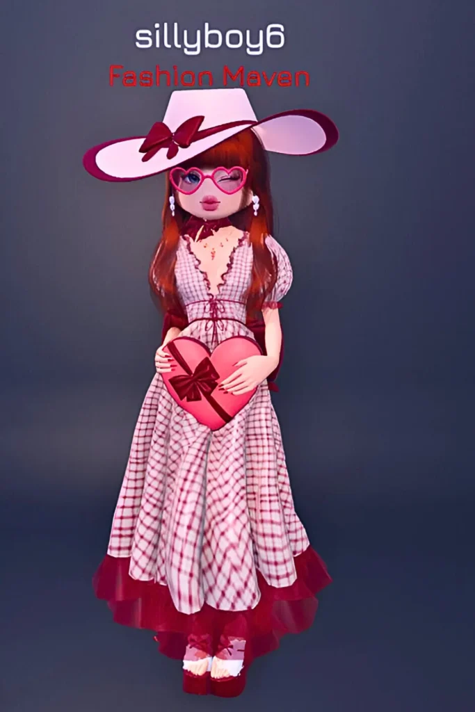 Valentine's Day Dress To Impress Gingham & Heart-Shaped Shadess Outfit