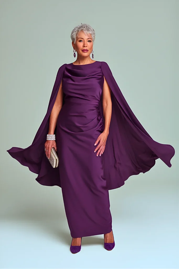 Amethyst Silk Charmeuse Mother of the Bride Dress