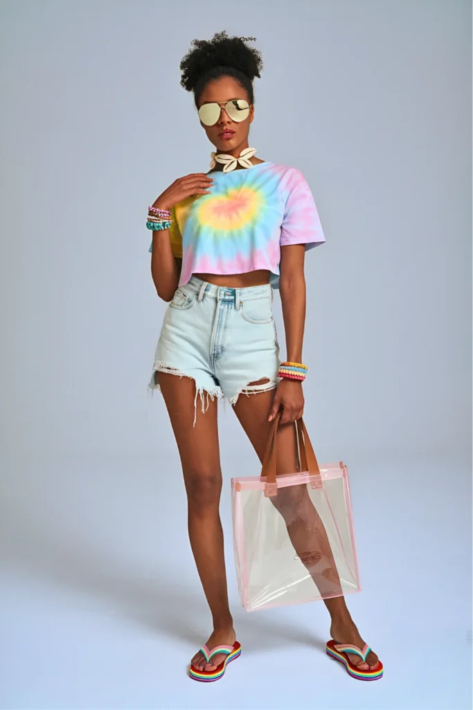 Beach Malibu Tie-Dye Crop Top Spring Outfit