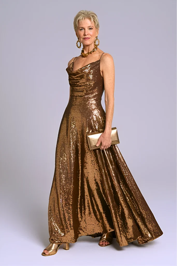 Bronze Ombré Sequin Mother of the Bride Dress