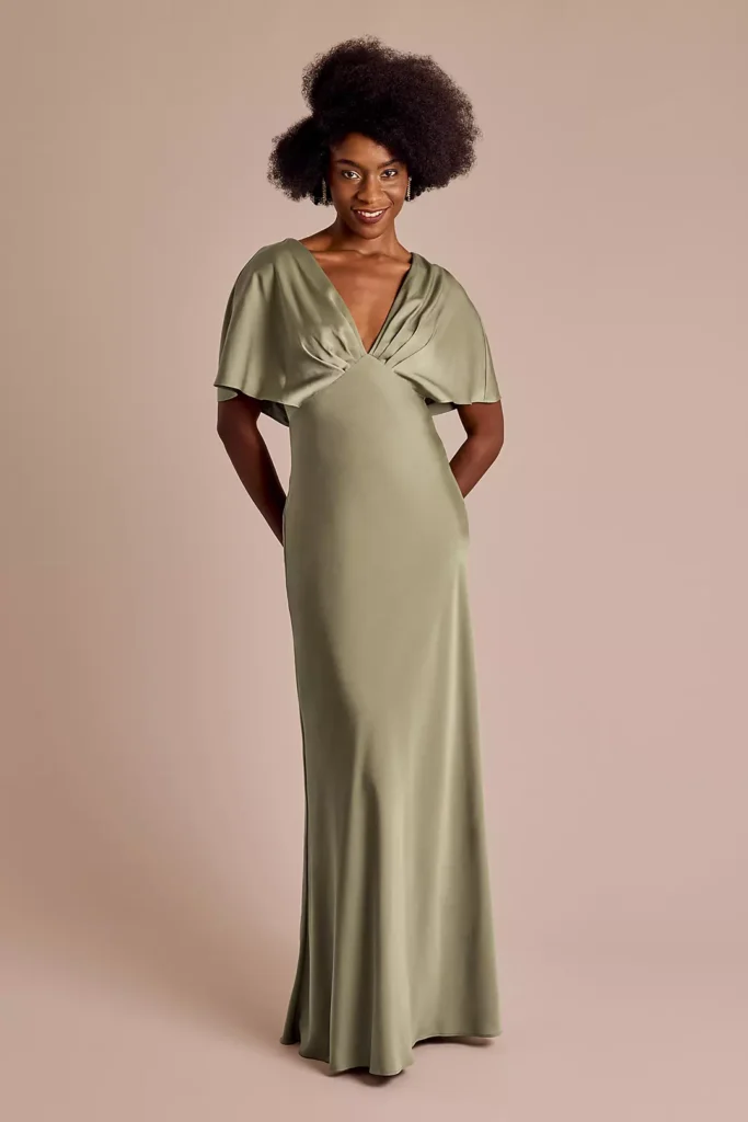 Eucalyptus V-Neck Blouson A-Line Dress