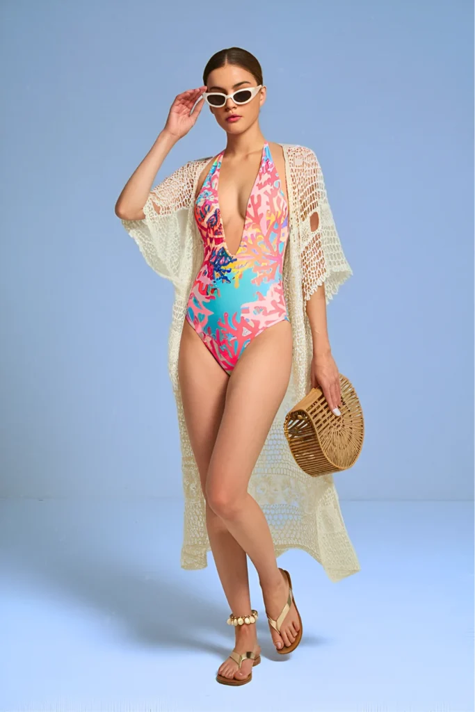 Island Bahamas Coral Reef One-Piece Swimsuit Spring Outfit