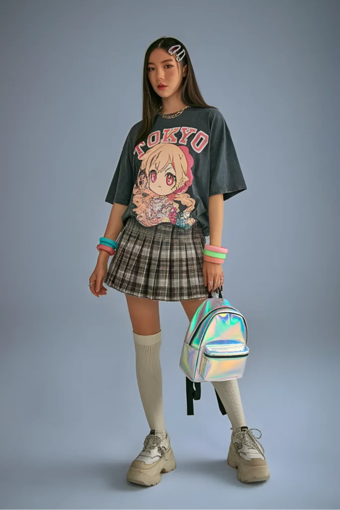 Japan Harajuku Kawaii Graphic Tee Spring Outfit