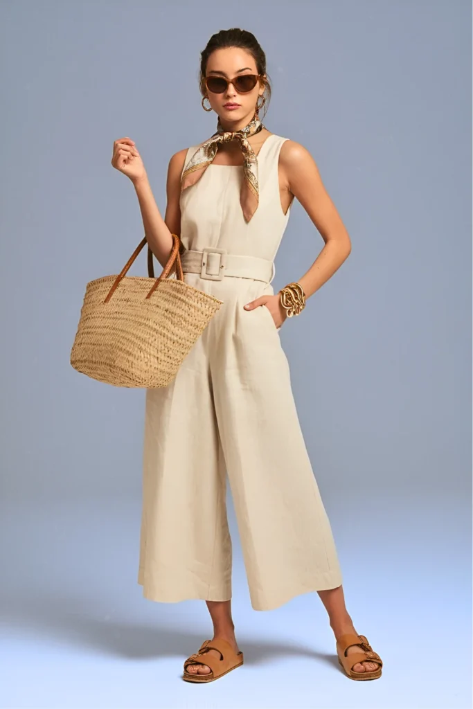 Rome Colosseum Flowy Linen Jumpsuit Spring Outfit