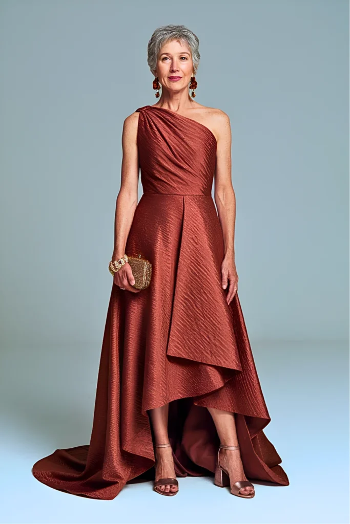 Russet Hammered Silk Mother of the Bride Dress