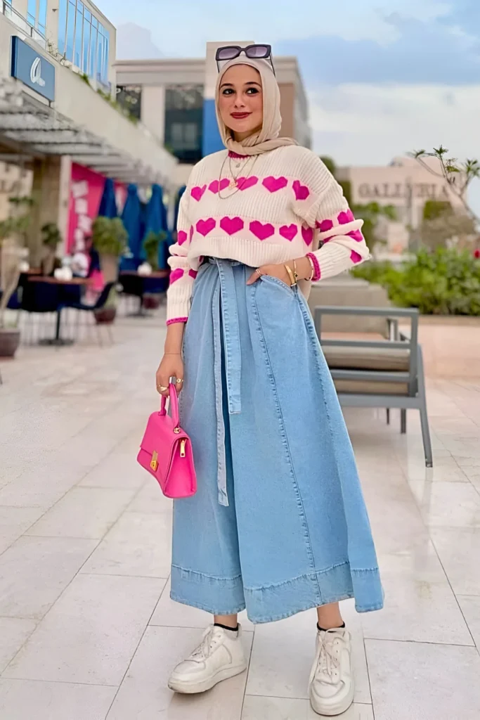 Spring Hijabi Denim Dress Outfit