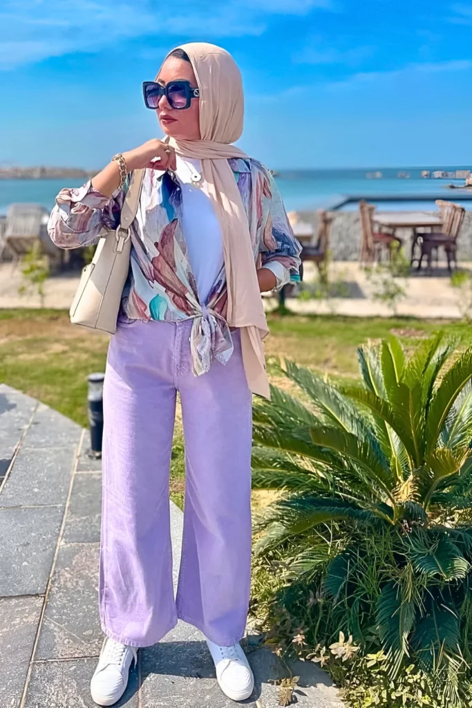 Watercolor Wrap Beach Spring Hijab Outfit