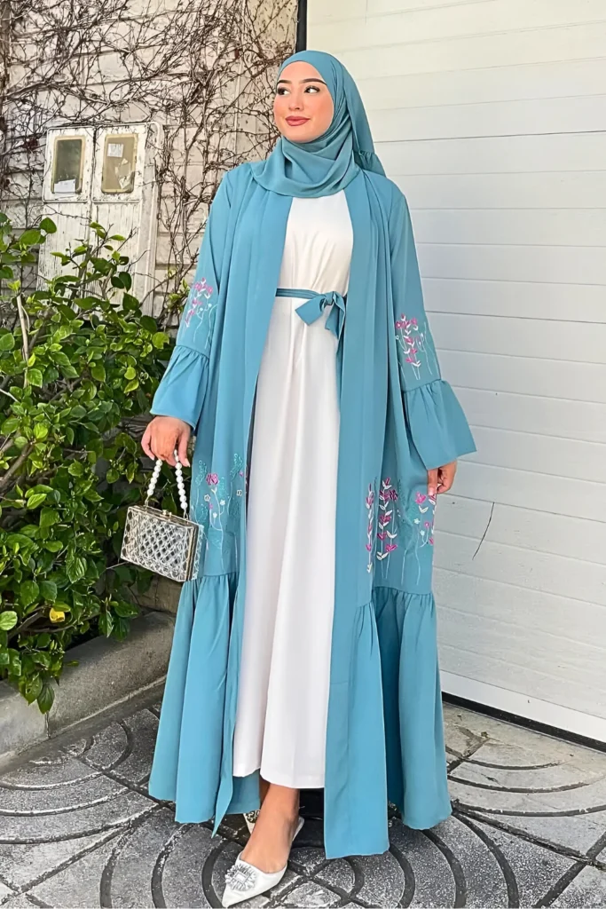 Floral Embroidered Abaya Spring Hijab Outfit