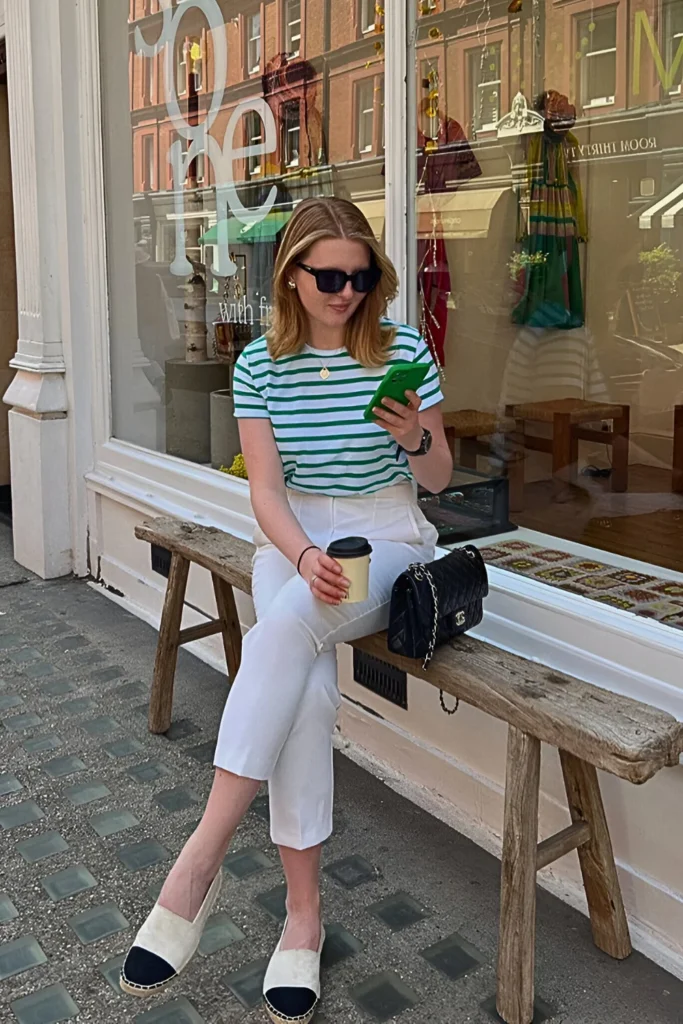 London-Inspired Striped Tee & Culottes Spring Outfit