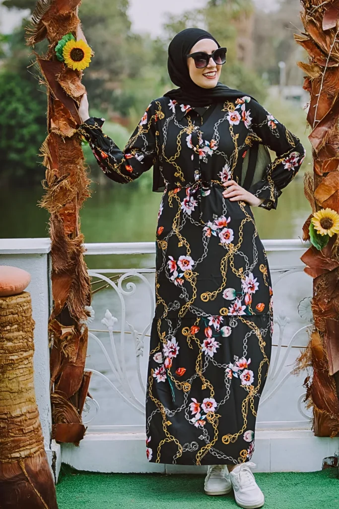 Chained Floral Maxi Spring Hijab Outfit