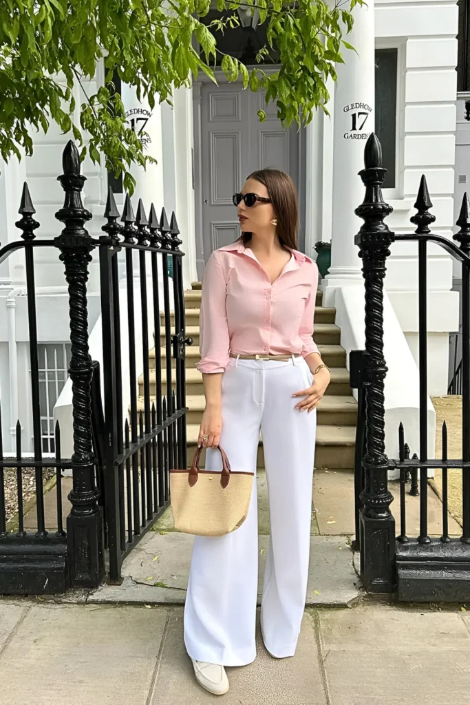 London-Inspired Button Down & Trousers Spring Outfit