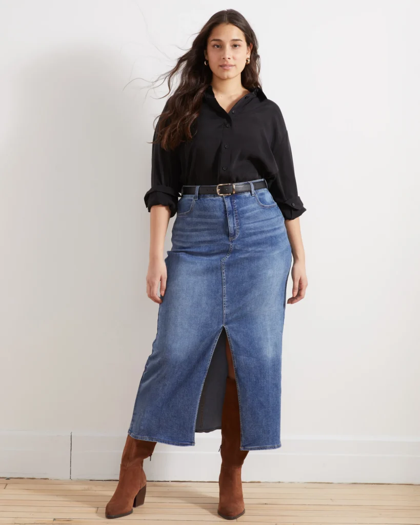 Comfort Denim Maxi Skirt
