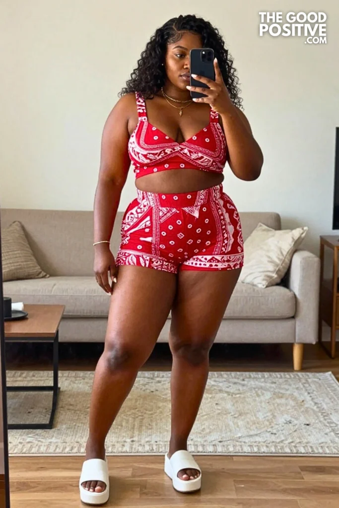 Plus Size Bandana Print Co-ord Shorts and Top Outfit