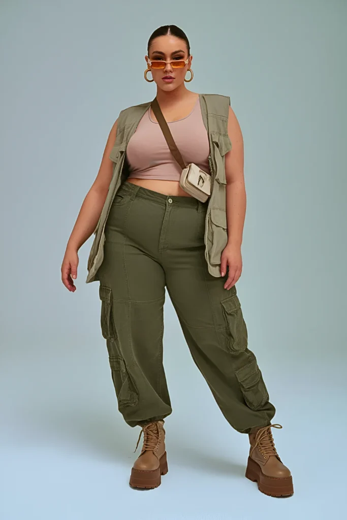 Plus Size Cargo Utility Summer Baddie Outfit