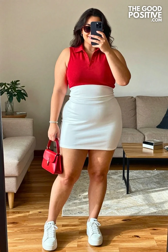 Plus Size Colorblock Fitted Polo Dress Outfit